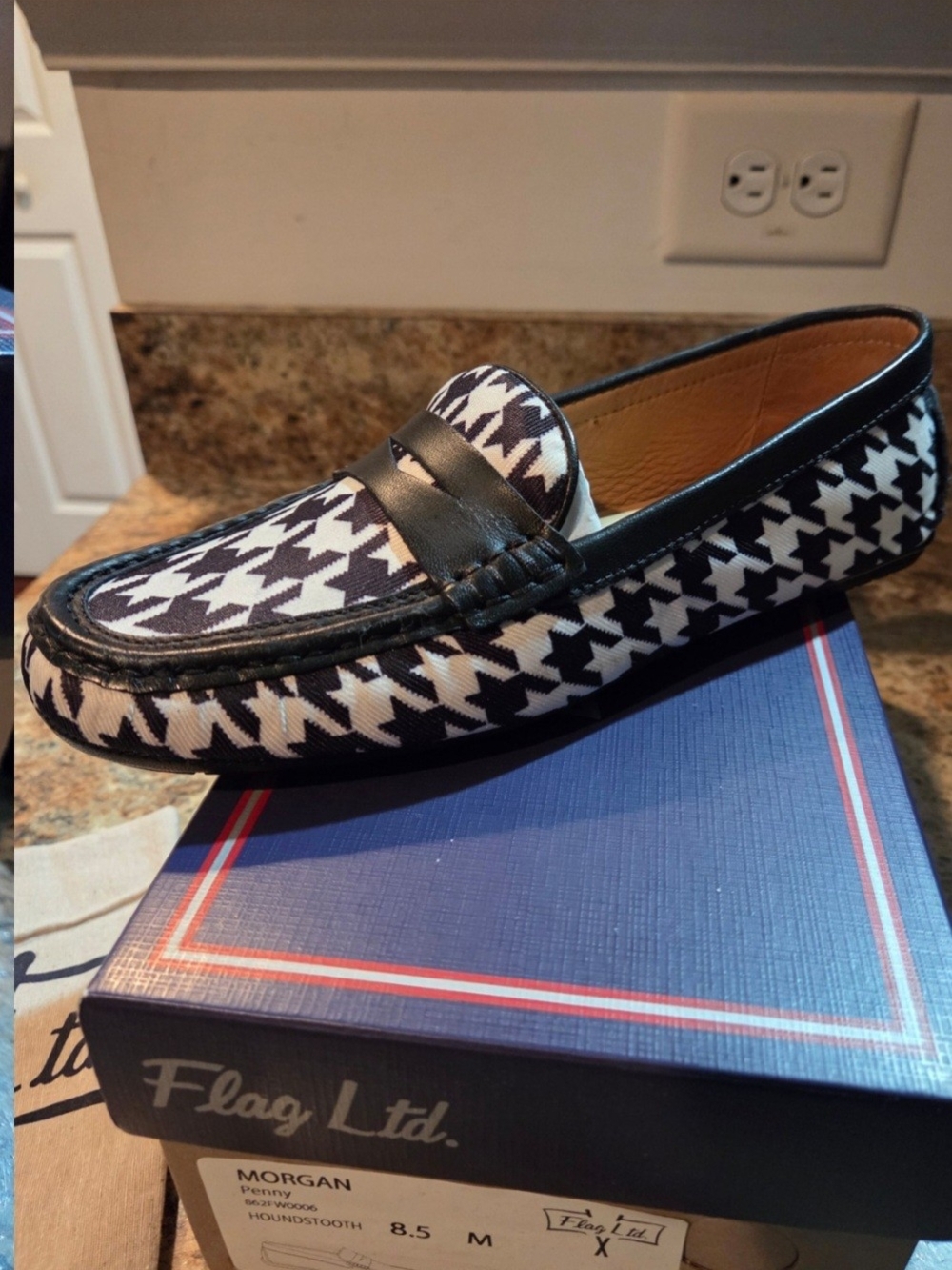 Women’s Houndstooth Black & White Penny Loafers